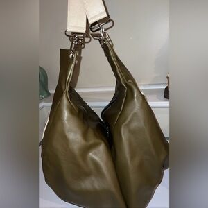 Gilson Martins bag XL large weekend Satchel bag grean and beige